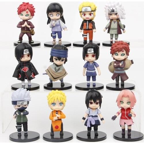 7cm 12pcs/Lot Anime Shippuden Hinata Sasuke Itachi Kakashi Gaara Jiraiya Sakura Q Version PVC Figures Toys Dolls Kid Gift