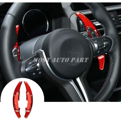 Real Carbon Fiber Paddle Paddle Shift Steering Wheel Shifter Extension For BMW M2 F87M3 F80 M4 F82/F83 M5 F10 M6 F12 Red/Black