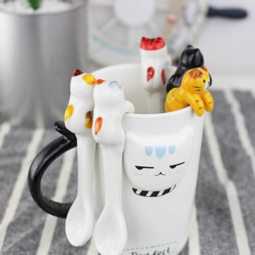 Cute Spoon Cat Design Ice Cream Spoon Teaspoons for Dessert Cake Ice Cream