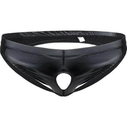 Male Mens Sexy Homme G-string Panties Mens Shiny Patent Leather Bikini Briefs Jockstrap Gay Underwear Clubwear Underpants