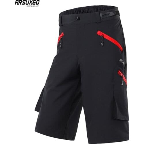 ARSUXEO Mens Outdoor Sports Cycling Shorts Downhill MTB Pockets Shorts Mountain Bike Shorts Hiking Fishing Water Resistant 1705