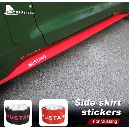 AIRSPEED for Ford Mustang 2015 2016 2017 2018 2019 Sticker Leather Carbon Fiber Texture Car Side Skirt Sticker Decal Accessories
