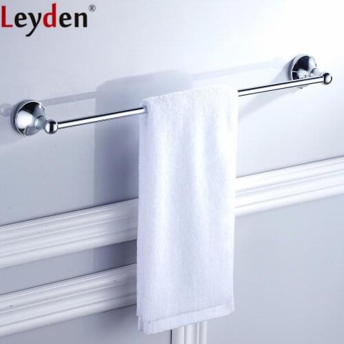 Leyden Wall Mounted Chrome Finish Brass Bathroom Single Towel Bar Silver Durable Towel Holder Rail Bathroom Accessories