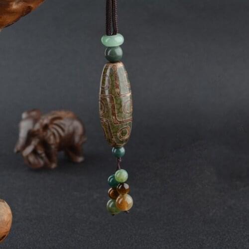 Natural Nine-eye Tianzhu Necklace Pendant Jewelry Fine Jewelry Agate Chalcedony Tianzhu Necklace Mens and Womens Sweater chain