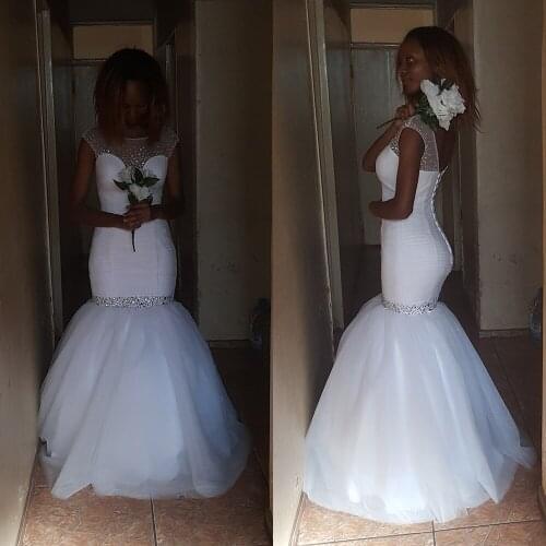 2020 New Short Sleeve Mermaid Wedding Dress Simple Gowns Customized Plus Size Vestido De Noiva Wedding Gown