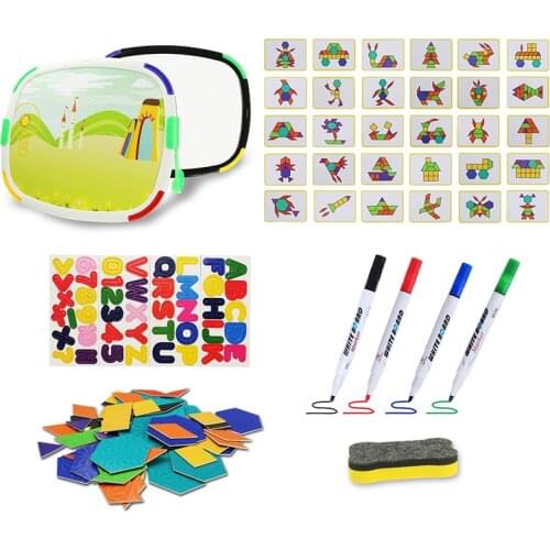 2020 New Arrivals Drawing Board & Magnetic Puzzle Double Sided Painting Board Magnet Alphabet Number Puzzle Educational Toys