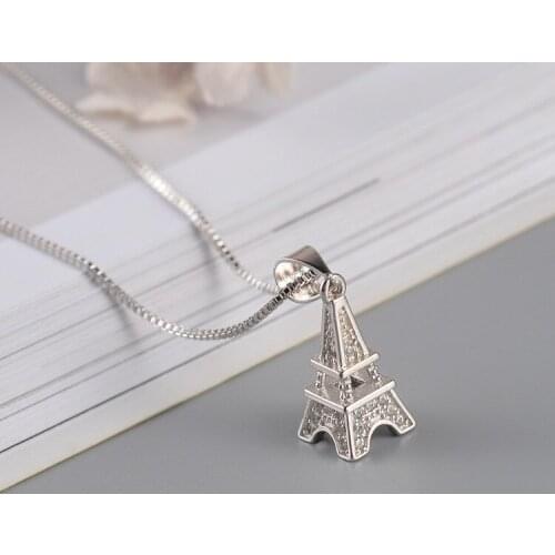 New Arrivals 925 Sterling Silver Vintage Eiffel Tower Necklaces & Pendants for Women Fashion Statement Jewelry