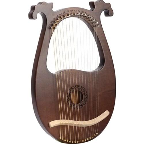 New Lyre Harp, 16 String Mahogany Body String Instrument Body Instrument with Tuning Wrench and Spare Strings