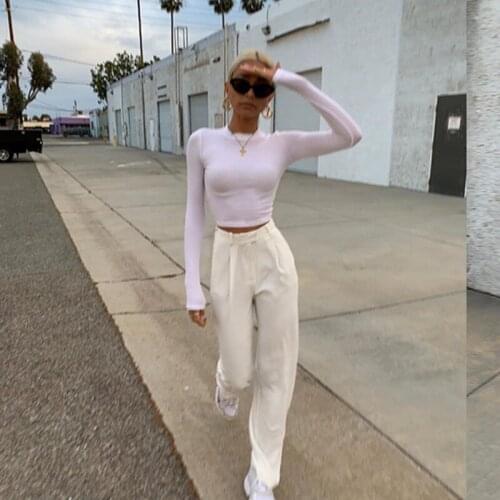 New Autumn Pop Loose All-match Suit Casual Pants Women Vogue Retro Trousers Street Style Casual White High Waist Trousers