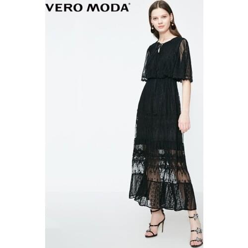 Vero Moda Women Lace-Up Elbow Sleeve Lace Long Dress | 31936Z515