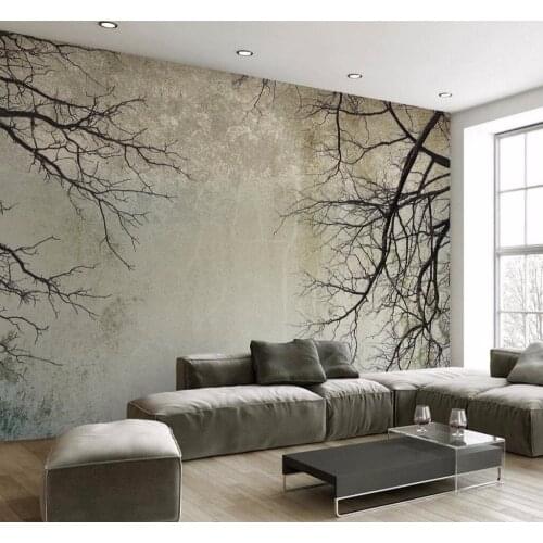 Beibehang Custom Wallpaper Retro Simple Nordic Style Tree Branch Sky TV Background Wall Living Room Bedroom Mural 3d wallpaper