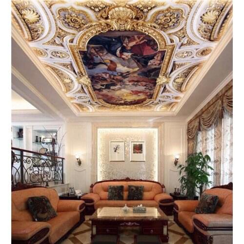 Papel de parede para quarto Custom wallpaper European angel gold mural ceiling roof papel de parede 3d