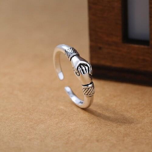 Couple Hand in Hand Opening Adjustable Rings Lovers Fashion Wedding Engagement Jewelry Valentines Day Gifts