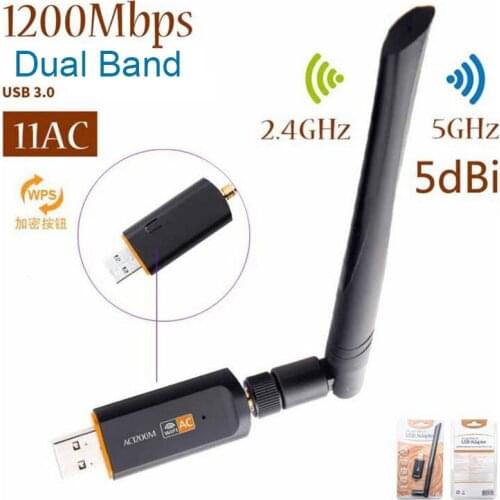 Pix-Link 1200Mbps USB3.0 wireless Wifi Adapter 2.4GHz 5GHz with Antenna Dual Band PC Mini Computer High Speed Network Card