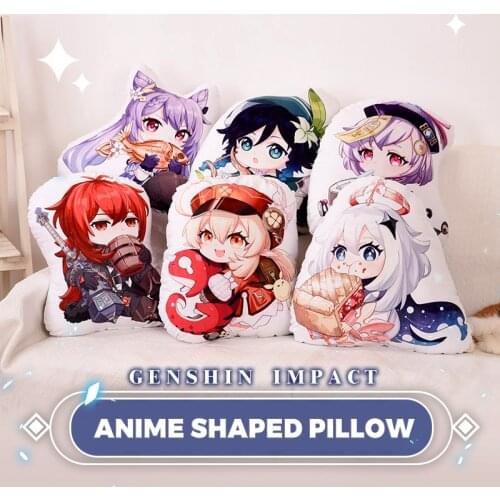 Genshin Impact Project Sofa Cushion Pillow Diluc Klee Paimon Barbatos Qiqi Cartoon Kawaii Special Shaped Stuffed Plush Doll Toys