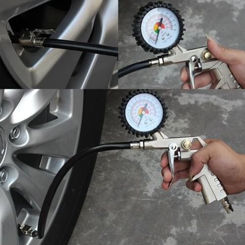 Practical Tire Pressure Tester Truck Tire Air Inflator Tire Pressure Gauge Dial Meter Vehicle Tester Compressor Tool