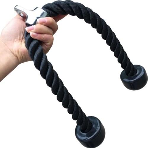 Strong Nylon Triceps Rope 27'' LAT Pull Down Rope Non-Slip Handles Replacement for Lats, Biceps, Triceps Multigym Attachment