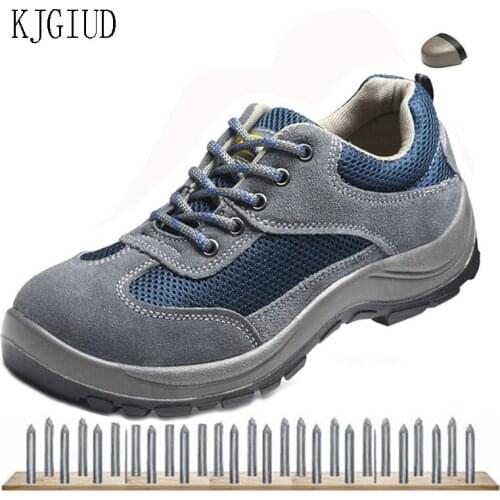 Work Safety Shoes For Men Vintage Blcak Mesh Breathable Steel Toe Cap Boots Men Labor Insurance Puncture Proof Casual Shoe man