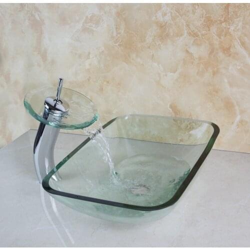 Sumptuous Simple Sink Basin Faucet Glass Chrome Rectangular Hot Cold Waterfall Shampoo Sinks Hand Painted Sink Basin Faucet