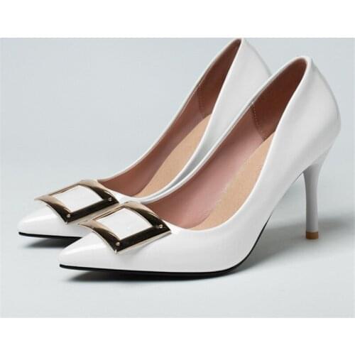 Pointed Fashion Heeled Shoes Woman Pumps Brand Designers Buckle Womens Heels Red Beige Party Office Shoes Female Elegant Shoes