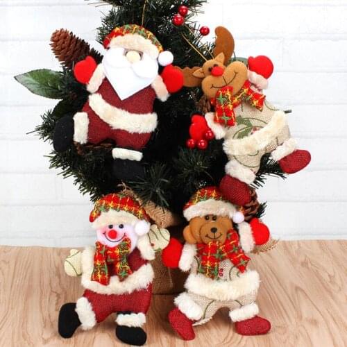Cute Christmas Tree Santa Claus Bear Snowman Elk Doll Hanging Ornaments Decoration Pendant LX8442