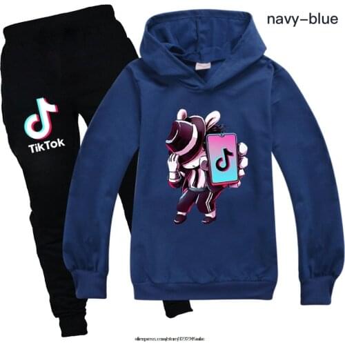 Tik Tok new boys and girls childrens hooded sweater + cotton trousers set are hot sale in autumn and spring