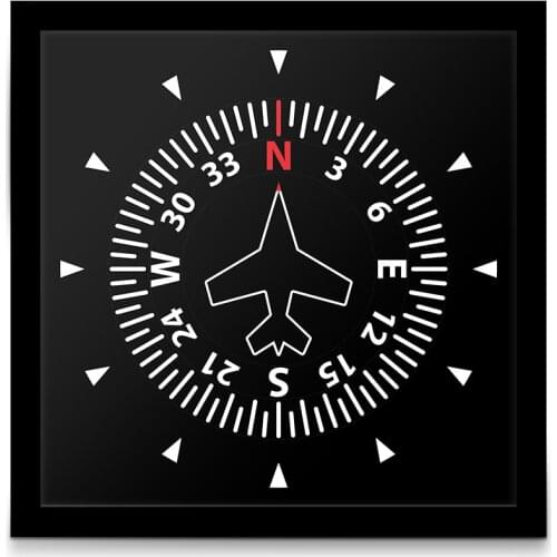 Aircraft Instrument Flight Control Panel Clever Table Clock Aviation Compass Direction Modern Airplane Design Art Wall Clock