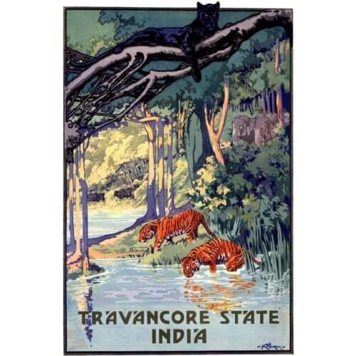 Vintage India Travel Indian Tigers Retro Poster Canvas Painting DIY Wall Paper Posters Home Decor Gift