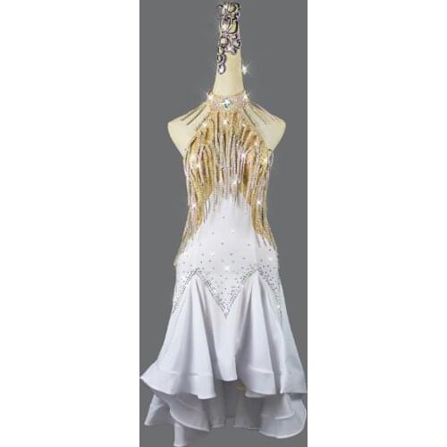 High-end Rhinestone Latin Performance Competition Costumes Latin High-end Female Skirt Dance Costume Sexy art Test Women Dress