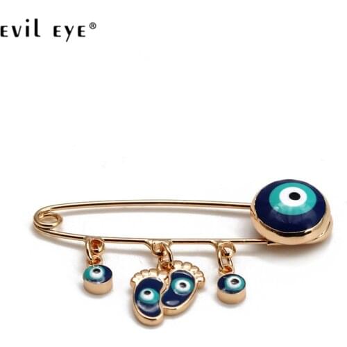 EVIL EYE Dropping Oil Blue Turkish Evil Eye Brooch Pin Copper Gold Color Brooch Clothes Decoration Jewelry for Women Girls BE274