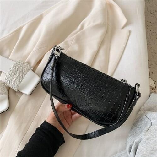 Stone Pattern PU Leather Shoulder Bags For Women 2020 Solid Color Lady Handbags and Purses Female Small Travel Handbag S2305