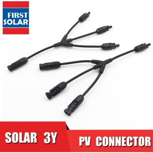 1Pair x PV 3Y Branch parallel connection 30A 1000V Electrical Connector Photovoltaic 3pcs solar Panel Cable Wire Connect