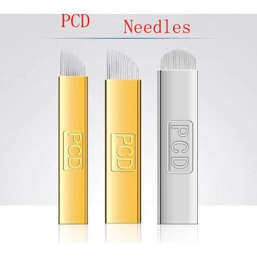 100pcs U pin PCD 12/14/19 Pins Permanent Makeup Eyebrow Tatoo Blade Microblading Needles For 3D Embroidery Manual Tattoo Pen