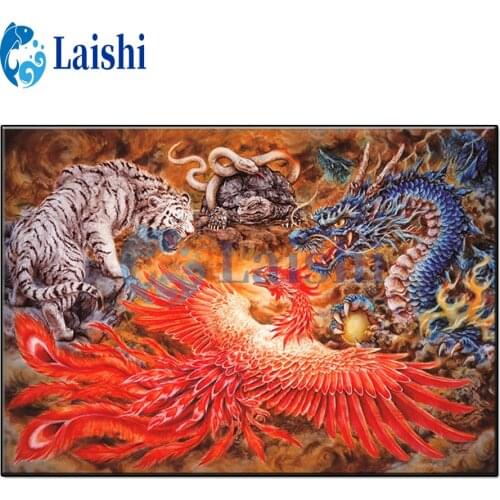 5D diy Four sacred beasts, dragon, white tiger and basalt full round diamond painting animal diamond embroidery home decor gift