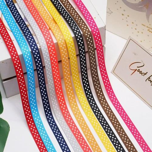 9mm Polka Dots Printed Grosgrain RibbonS bow gift wrapping