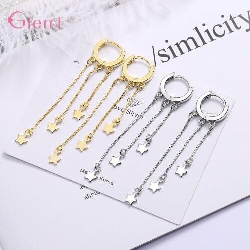 Fashion 925 Sterling Silver Gold Wedding Crystal Earrings For Women Trendy Jewelry Star Design Valentines Day Gift Wholesale