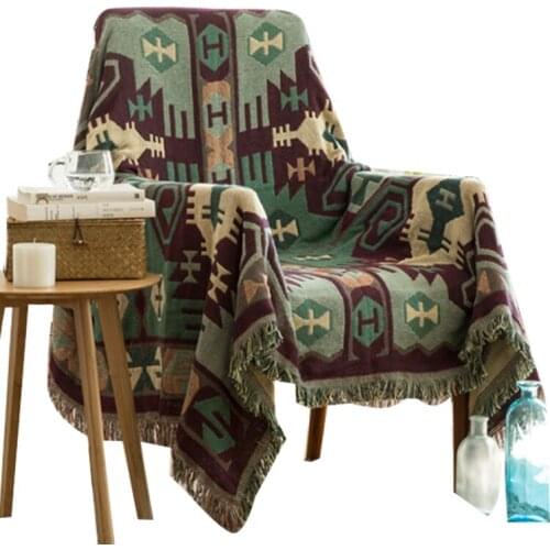 Bohemian style sofa towel cover blanket blanket home decoration dust cover tassel braided line sofa cover polyester fiber/cotton