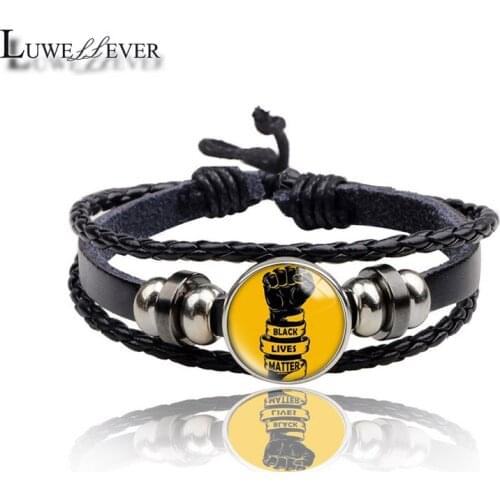 New 6151 I Can't Breathe 20mm Glass Genuine Leather Bracelet 18mm Snap Button Round Cabochon Charm Jewelry Women Men Gift