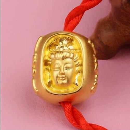 Pure 24K Yellow Gold Pendant 3D Best Gift Bless Kwan-Yin Pendant Bracelet 4g
