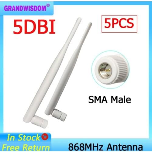 5pcs 868MHz 915MHz Antenna 5dbi SMA Male Connector GSM 915 MHz 868 MHz antena signal repeater antenne waterproof Lorawan