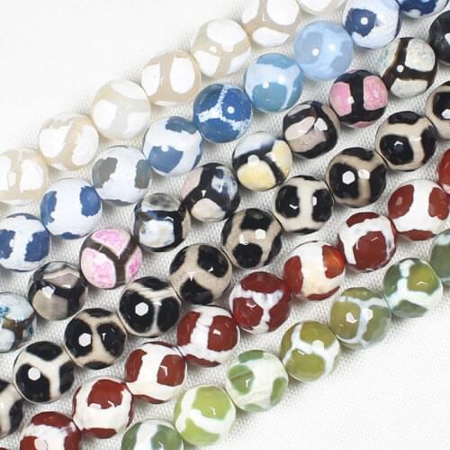 Faceted/Smooth Many Color FuShou Dzi Agate Round Beads , For DIY Necklace Bracelat Jewelry Making