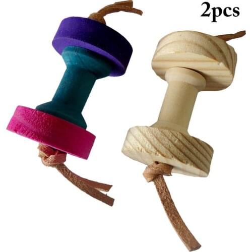 Dorakitten 2Pcs/Set Bird Toys Wooden Dumbbell Shape Parrot Cage Toy Hamster Chew Toy Pet Supplies For Small Animal Training