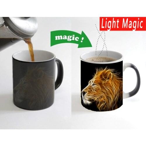 Lion Coffee Mugs Cup 11oz Changing Color Mugs Heat Sensitive Tea Cup Coffee Mug Gift Mug Drop Shipping