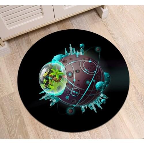 Indoor Round Living Room Cushion Bedroom Floor Area Rugs Bathroom Non-Slip Carpet Office Door Mat Technological Planet Evolving