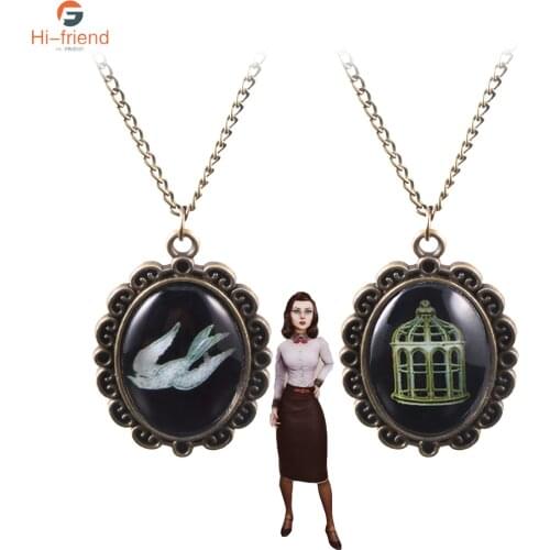 Game BioShock Infinite Necklace Elizabeth Collar Bird Birdcage Metal Pendant Necklace For Women Party Accessories Gift Jewelry