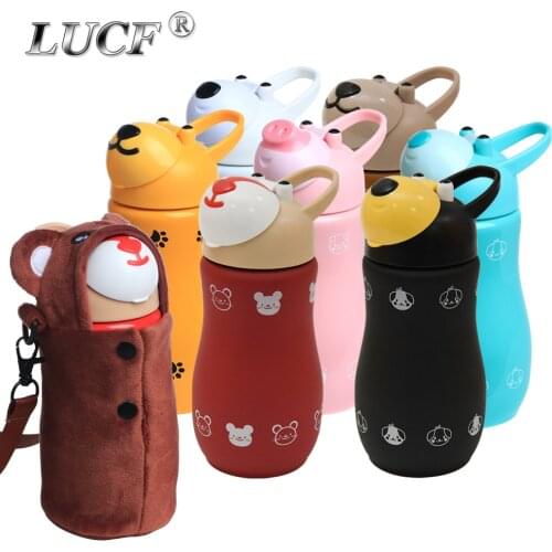 Fashion high grade Portable 18/10 Children Lovely Thermal flask Cartoon Animal Sport vacuum cup cute Water Bottle For Kids pupil