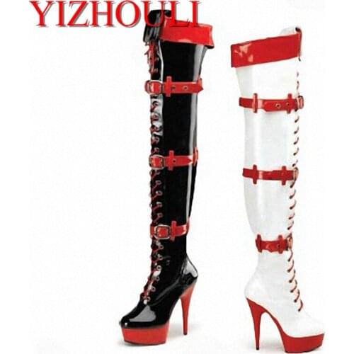 Sexy clubbing 15cm Platforms stiletto boots Fashion pole dancing 6 inch Over The Knee Boots women motorcycle boots