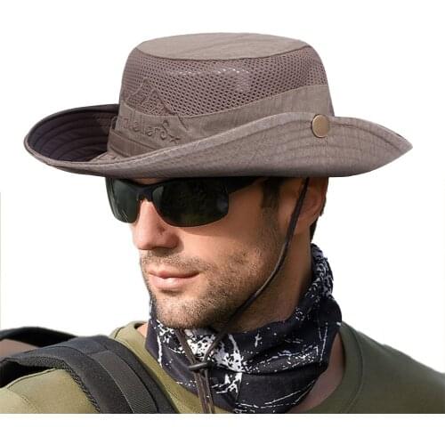 Men Fishing Hat Cotton Adjustable Jungle Cap Breathable Sunshade Casual Fisherman Hat Outdoor Sport Hiking Climbing Hunting