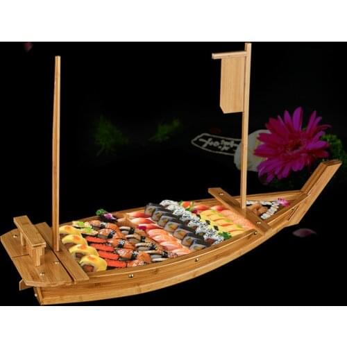New luxury sashimi boat dry ice boat sashimi platter sushi tableware Japanese cuisine wooden sushi boat bamboo sushi tool sushi
