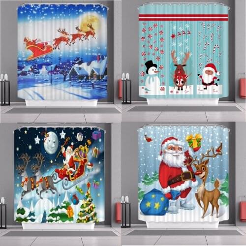 New Christmas Santa curtains curtain shower curtain Bathroom curtain Shower curtain Curtain Curtains for kitchen Shower curtain